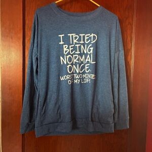 Blue Graphic Sweatshirt with Pockets Women’s Size Small